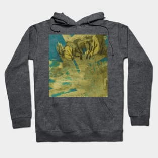 Golden-blue abstract landscape Hoodie